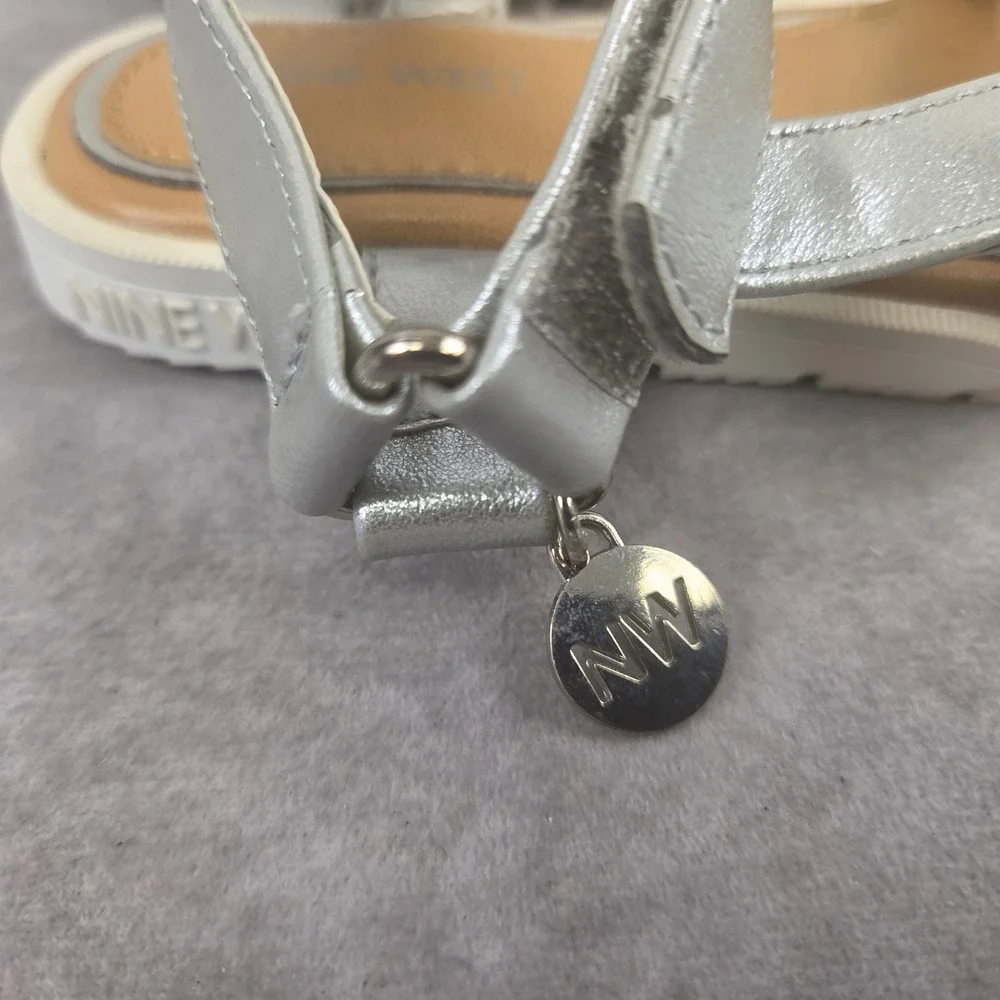 Nine West Toddler Girls Lil Daya Sandals Silver Metallic Strappy NWS4380 7M